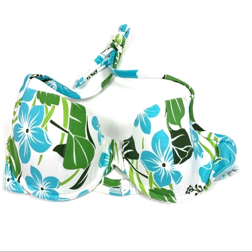 Cia Maritima Bikini halter top hibiscus blue